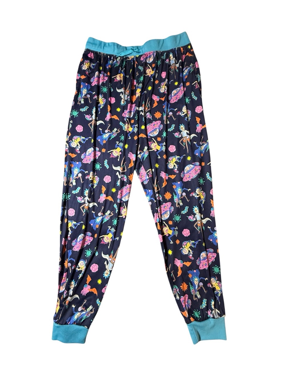 Rick and Morty Mens Pajama Pants XL Jogger Blue Space Allover Print Lounge